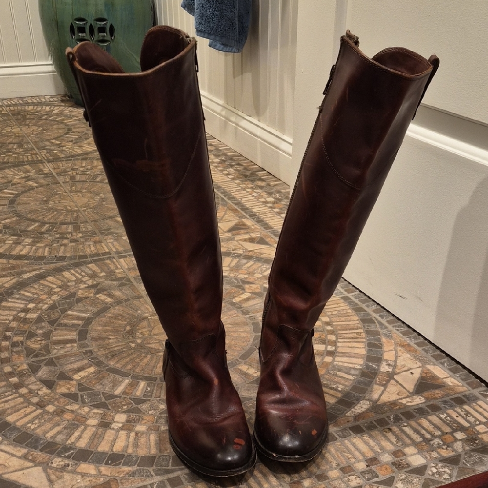 Elegant Brown Leather Knee-High Boots